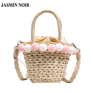 Jasmin NOIR กระเป๋าถือ กระเป๋าสะพายไหล่ ทรงบักเก็ต ปักลายลูกไม้ สําหรับสตรี