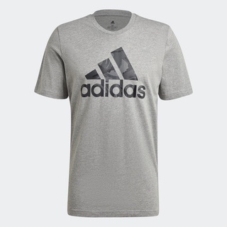 adidas เสื้อยืดลายพราง Essentials ผู้ชาย สีเทา GK9637 เสื้อยืดคอกลมผ้าฝ้าย