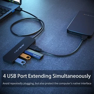 Acasis USB3.0/USB2.0 4 พอร์ต USB HUB Splitter สวิทช์พร้อม Micro USB อินเตอร์เฟซอะแดปเตอร์ไฟ สําหรับ PC แล็ปท็อป เครื่องอ่านชาร์จพอร์ตการถ่ายโอนความเร็วสูงถึง 5Gbps ส่ง Wi-Fi จากไทย