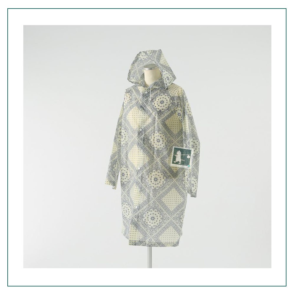 RINLIN เสื้อกันฝน แฟชั่น ลายไทย Vintage Raincoat Waterproof ชุดกันฝน กระดุม น่ารัก คุณภาพญี่ปุ่น วินเทจ แขนยาว หมวกฮู้ด