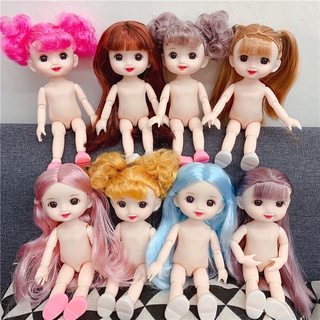 ใหม่ 1/12 13 ตาตุ๊กตาเด็กผู้หญิง 3D สีนู้ดขนาดมินิ 16ซม.BJD ของเล่นสําหรับเด็ก