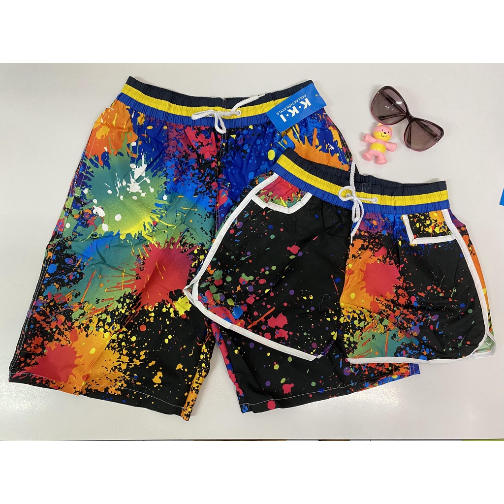 🔥ลด 50.- ใช้โค้ด DET199MAR🔥 กางเกงขาสั้นคู่รัก，ผ้าแห้งไวสีสันสดใส