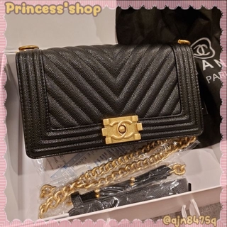 Princessshop ชาแนลบอยหน้าวี 10"Hi-endหนังแท้(ครบกล่อง)