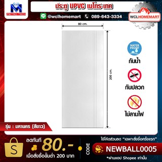 Metro ประตู มหานคร UPVC ขนาด 80x200 ซม. (เจาะรูลูกบิด)