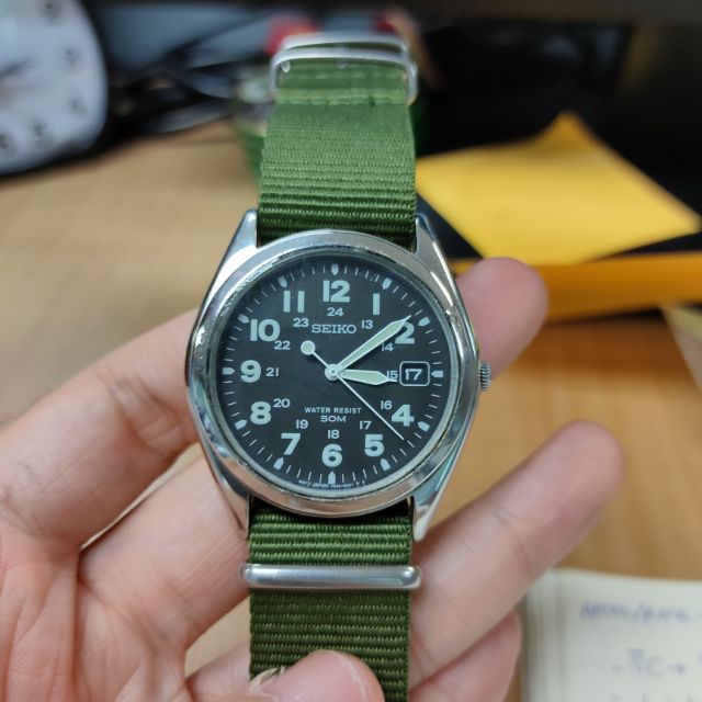 นาฬิกา​ Seiko quartz military style Ref. 7N42-8070 มือสอง​ สภาพ​ดีมาก |  Shopee Thailand