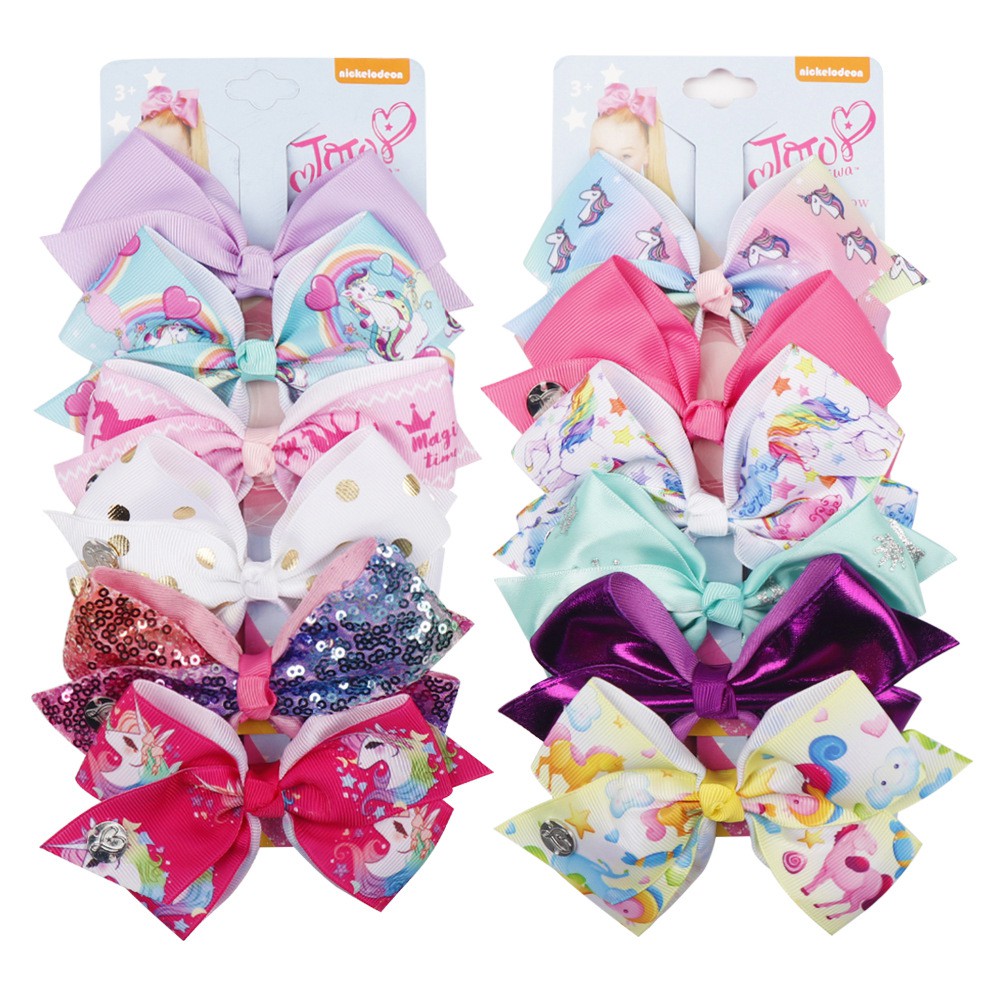 6 ชิ้น 5.6 ใน JoJo Siwa โบว์ติดผมเชียร์ขนาดใหญ่