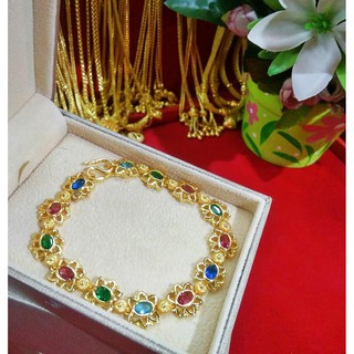 สร้อยข้อมือพลอยชุบทอง 5 ไมครอน สวยมากที่สุดในสามโลกเลยจ้า