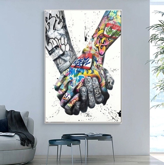 Street Graffiti Art Canvas Lover Hands Art Wall Posters Prints In Spiration Picture for Living Room Decor Unframed