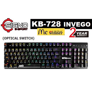 KEYBOARD (คีย์บอร์ด) SIGNO รุ่น KB-728,KB-718 INVEGO MECHANICAL GAMING KEYBOARD (OPTICAL SWITCH) - รับประกัน 2 ปี