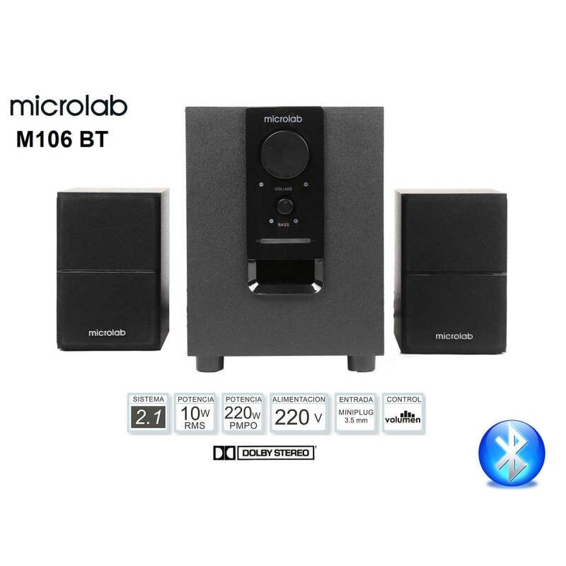 Speakers 799 บาท Microlab M106BT Bluetooth Mini Subwoofer Speaker 2.1 Ch ลำโพงซัพขนาดเล็กมีบลูทูธ ระบบ 2.1 Audio