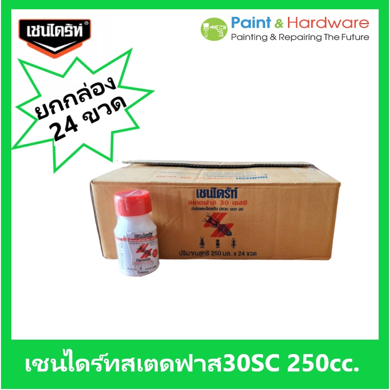 Chaindrite [ขายยกกล่อง 24 ขวด] เชนไดร้ท์ สเตดฟาส 30 เอสซี ขนาด 250 cc. [250 มล.] น้ำยากำจัดปลวก แบบเข้มข้น
