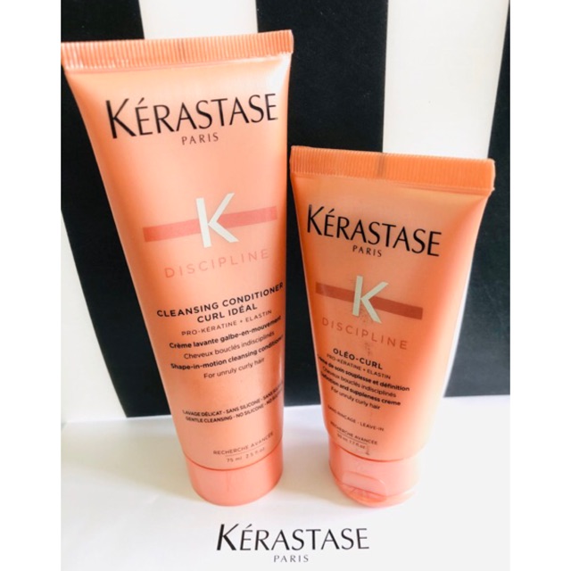 Kerastase Discipline Cleansing Conditioner Curl Ideal 75 ml.+ Oleo Curl Cream 50 ml แชมพู และ ครีมจับลอน ผมดัด set 2ชิ้น