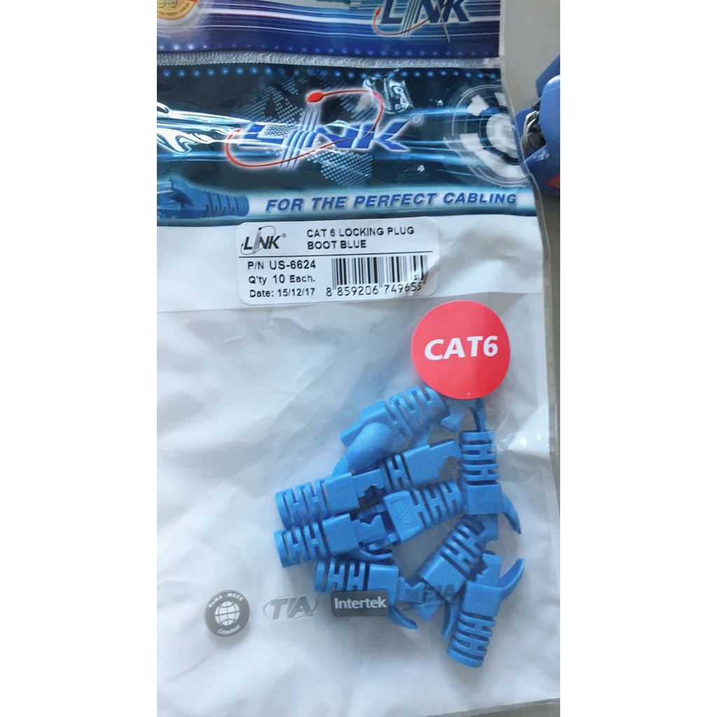 **แบรนด์ Link แท้ 100%** ปลอกหุ้มหัวแลนตัวผู้ CAT6 Plug boot ตัวผู้-สีฟ้า / สีใส US-6620 / US-6624