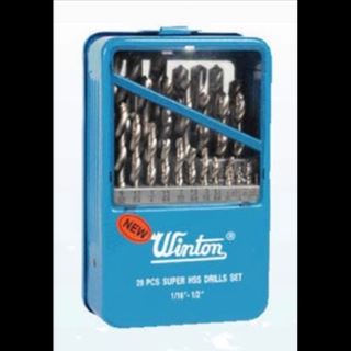ดอกสว่านเจาะเหล็ก ไฮสปีด ตัวสีเงิน WINTON 29 ชุด หุน 1/16" - 1/2"