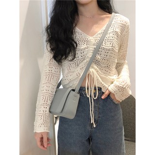 🌈🎈 long-sleeved shirt drawstring hollow