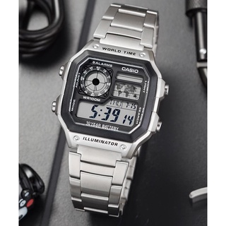 นาฬิกา Casio รุ่น AE-1200WHD-1AV  นาฬิกาผู้ชาย สายแสตนเลส ตัวขายดี แบตเตอรี่ 10 ปี - ของแท้100%ประกัน CMG 1ปี