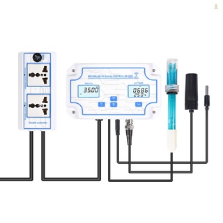 Flt 3-in-1 เครื่องตรวจจับคุณภาพน้ํา pH ความเค็ม TEMP ค่า 14.00pH 0-199.9ppt สําหรับตู้ปลา พิพิธภัณฑ์สัตว์น้ํา ไฮโดรโปนิก