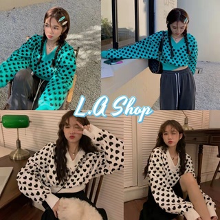 L.A Shop พร้อมส่ง เสื้อไหมพรมคอวี แขนยาวลายหัวใจ ทั้งตัว ❥❥❥ "5A29" -N