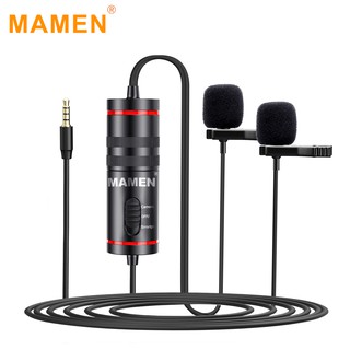MAMEN KM-D1 Pro Professional 3.5mm Lavalier Microphone Dual Microphone for Smartphones, Camcorders, DSLR Audio Recorders