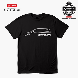เสื้อยืด พิมพ์ลายรถยนต์ Honda Stream ด้านข้าง