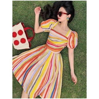 พร้อมส่ง ครบไซส์ น่ารักทั้งหน้าหลัง ดีมากค่า  Colors Dress เดรส