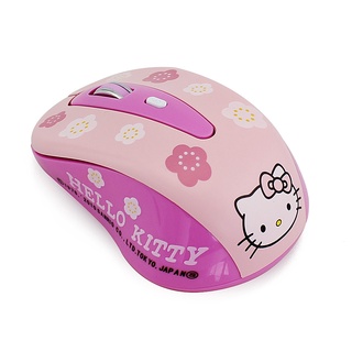 เมาส์ออปติคอลไร้สาย 2.4G ออกแบบตามสรีรศาสตร์ ลาย Hello-Kitty น่ารัก สีชมพู สําหรับคอมพิวเตอร์ แล็ปท็อป PC Mac