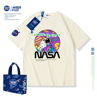 【NEW】เสื้อยืดแขนสั้น ผ้าฝ้าย พิมพ์ลาย Nasa แฟชั่นฤดูร้อน สําหรับผู้ชาย และผู้หญิง