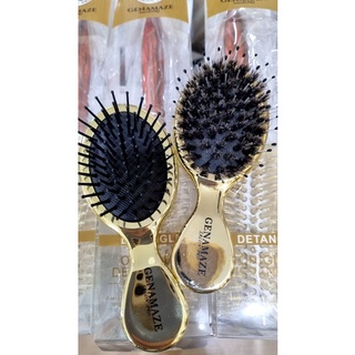 Genamaze DUO MINI HAIR BRUSH หวีแปรงขนหมูผสมไนล่อน สีทองขนาดเล็กสำหรับพกพาสะดวก กลิ่นหอม 2 ชิ้น