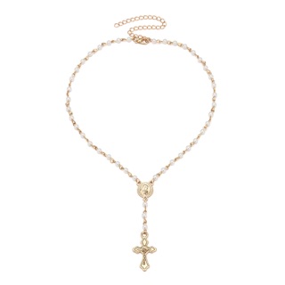 Long pearl necklace ➕ cross pendant