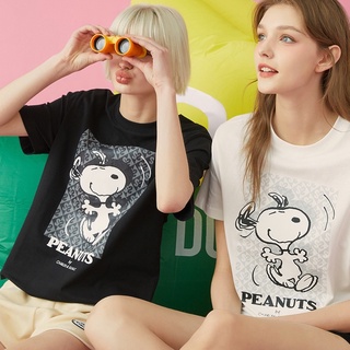 【cotton Tshirts👕】เพียง 2022 ฤดูหนาวใหม่ SNOOPY ร่วมจดหมายพิมพ์หวานเสื้อยืดผู้หญิง|122201201