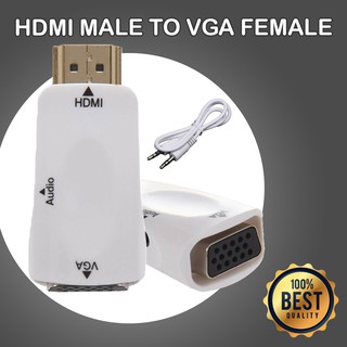 HDMI to VGA Adapter with Audio for PC Computer Notebook Desktop Tablet to HDTV Projector Display