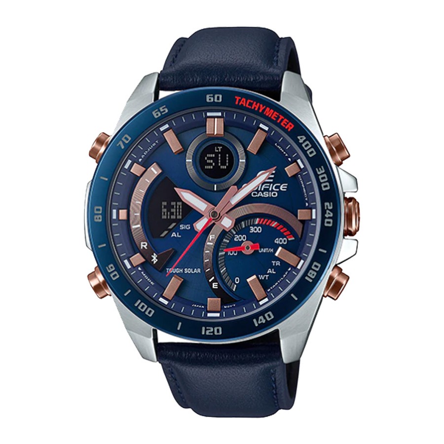Casio Edifice นาฬิกาข้อมือผู้ชาย สายหนัง รุ่น ECB-900BL-2A,ECB-900BL-2A,ECB-900BL-2ADR ( CMG ) - สีน้ำเงิน