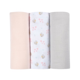 BEABA ผ้าอ้อมอเนกประสงค์ Pack of 3 Muslins Organic Cotton - Swan Pink