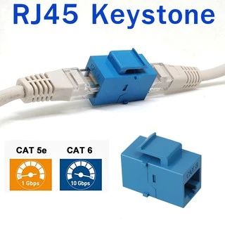 หัวต่อสายแลน CAT6 Keystone Coupler, RJ45 UTP Coupler Insert-Snap-in Connector Socket Adapter Port for Wall Plate Outlet