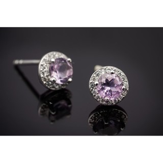 AR-Kang Collection*** ต่างหูปักก้านพลอยแท้ Light Amethyst