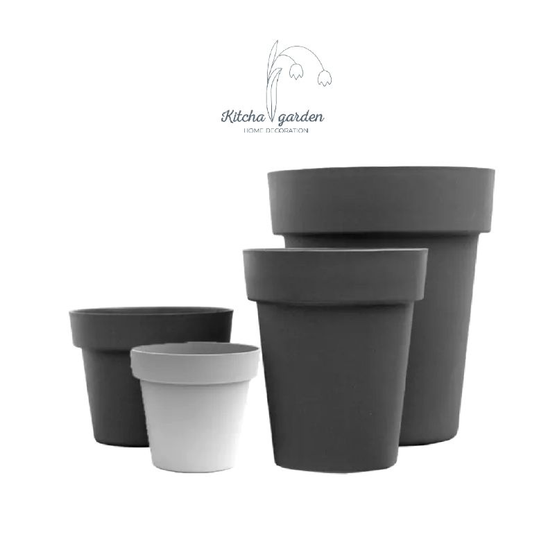 กระถางพลาสติกผิวด้าน Strong Matte Neutral Tone plastic pot with saucer กระถางต้นไม้ 10 นิ้ว