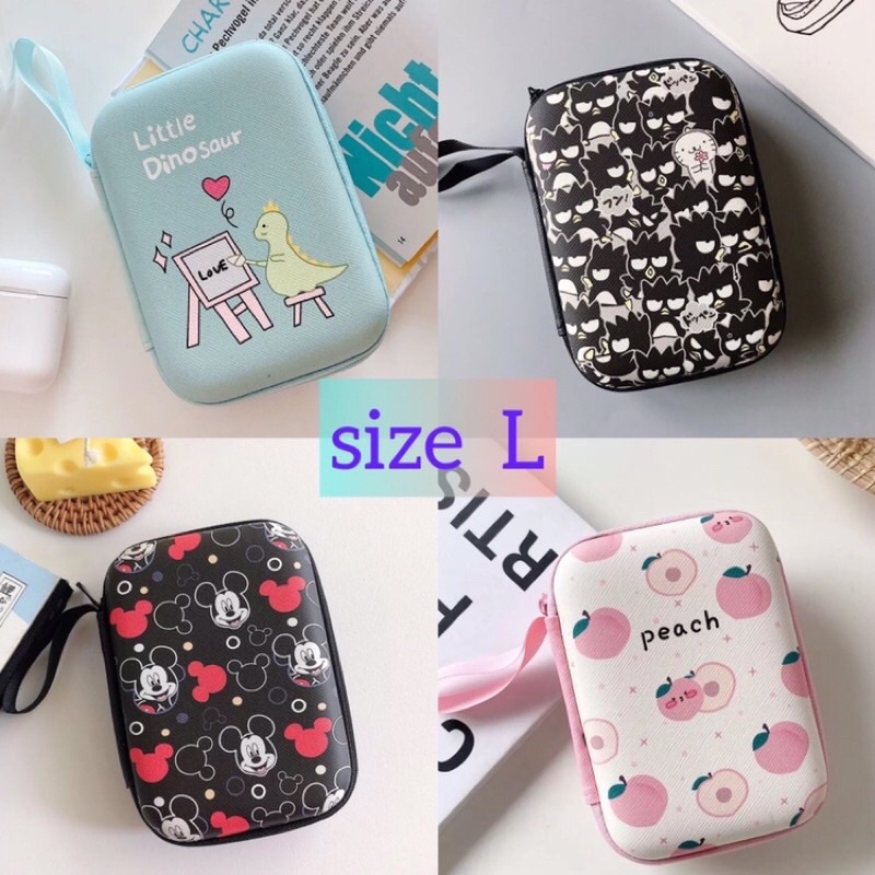 พร้อมส่งในไทย กล่องเก็บสายชาร์จ กล่องใส่เพาเวอร์แบงค์ ใส่หูฟัง กล่องอเนกประสงค์ ขนาดพกพา กล่องลายการ์ตูน size L