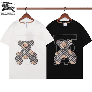 [S-5XL]Burberry เสื้อยืดลําลอง ผ้าฝ้าย 100% แขนสั้น คอกลม พิมพ์ลายหมี ใส่สบาย