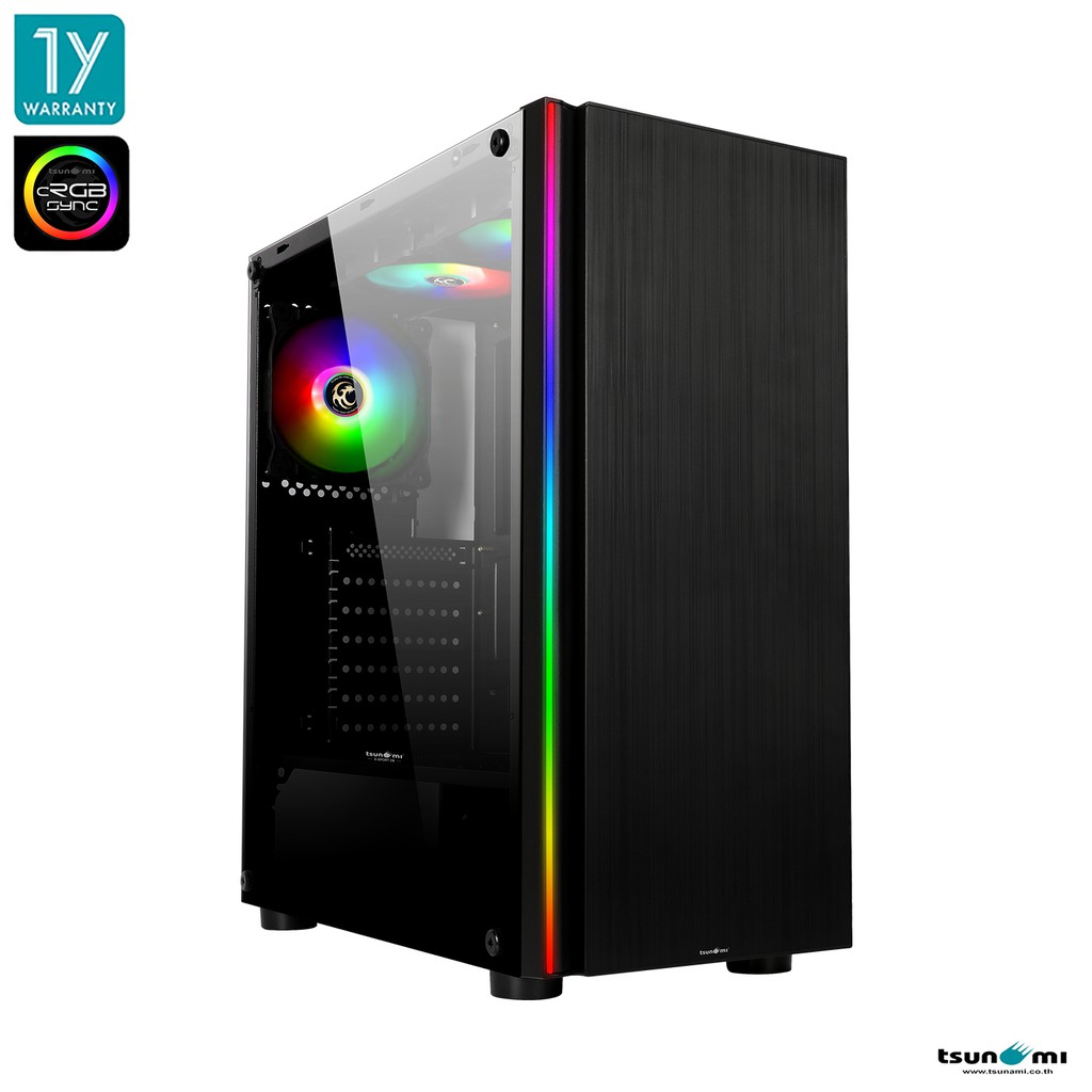 Tsunami E-Sport D8 (cRGB) Tempered Glass ATX Gaming Case with Ablaze cRGB Cooling Fan x 3 pcs