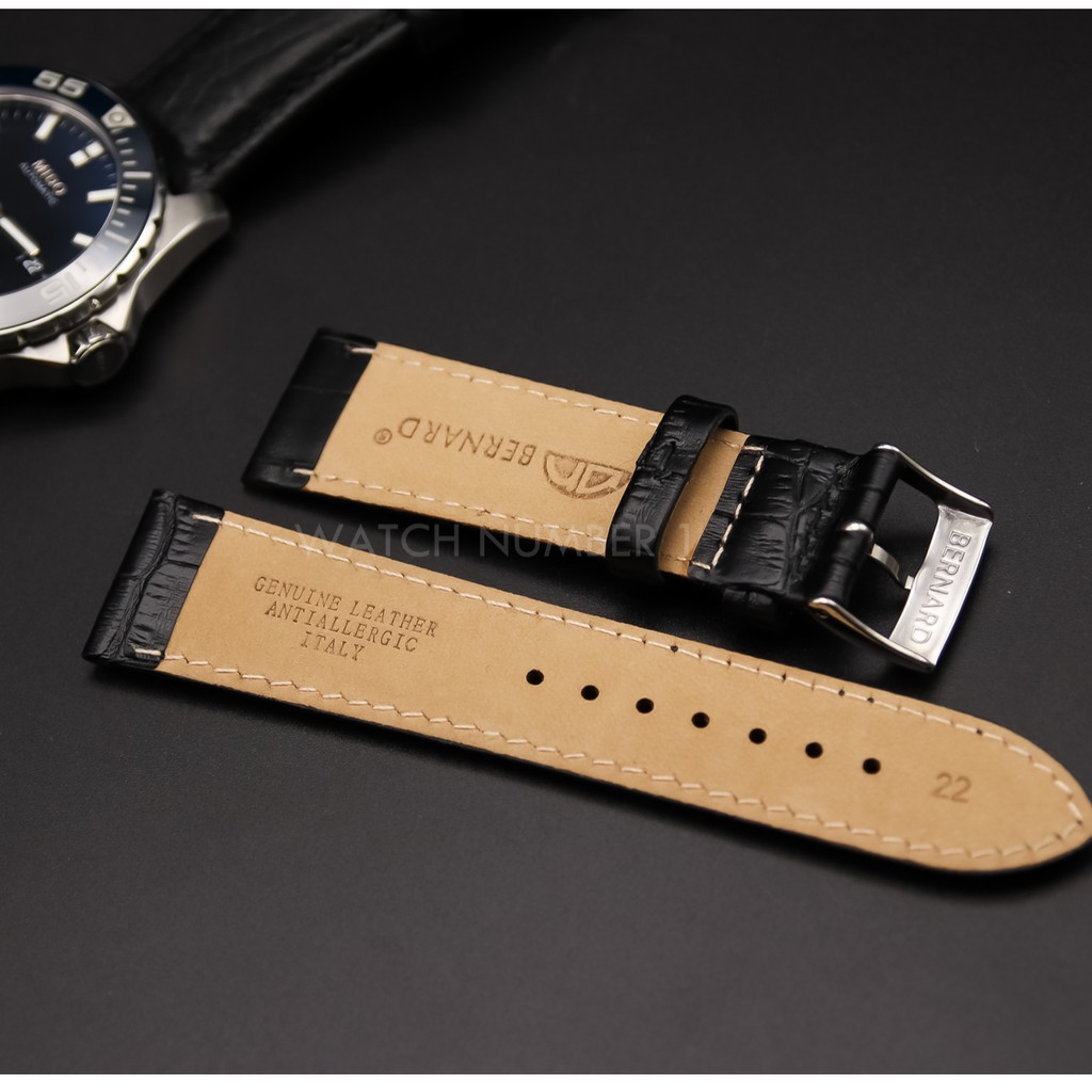 สายนาฬิกาหนังแท้ BERNARD + Spring Bar จากประเทศอีตาลี เย็บด้ายสี ล็อคแบบนาฬิกา Swiss แข็งแรง ทนทาน