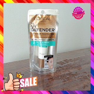 (1 หลอด);Loreal UV Defender Matte &amp; Fresh ลอรีอัล ปารีส ยูวี ดีเฟนเดอร์ แมทท์ แอนด์ เฟรช SPF50+PA+++ ลอง ยูวีเอ  15ml