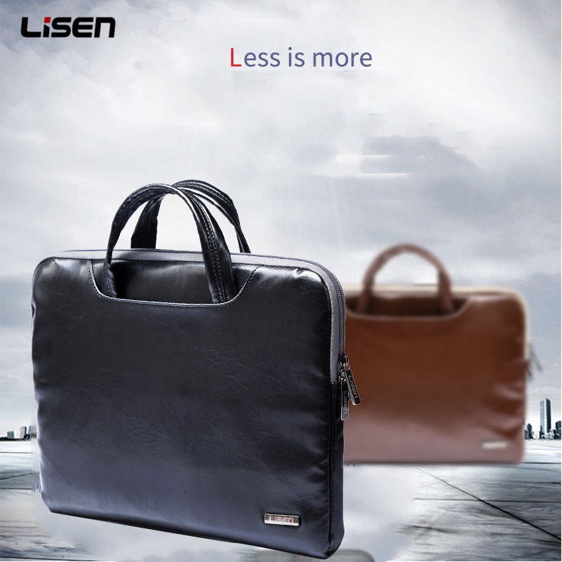 Lisen กระเป๋ากันกระแทกหนัง PU Macbook Laptop มีหูหิ้ว (แถมกระเป๋าฟรี)