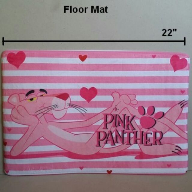 พรมเช็ดเท้า สี่เหลี่ยม (ด้านหลังเป็นยางค่ะ) ลาย พิ้งแพนเตอร์ pink panther ขนาด 22x15 นิ้ว