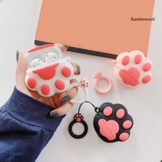 Rb-เคสหูฟังบลูทูธ ซิลิโคน รูปอุ้งเท้าแมว อุ้งเท้าแมว สําหรับ Apple AirPods รุ่น 1 2