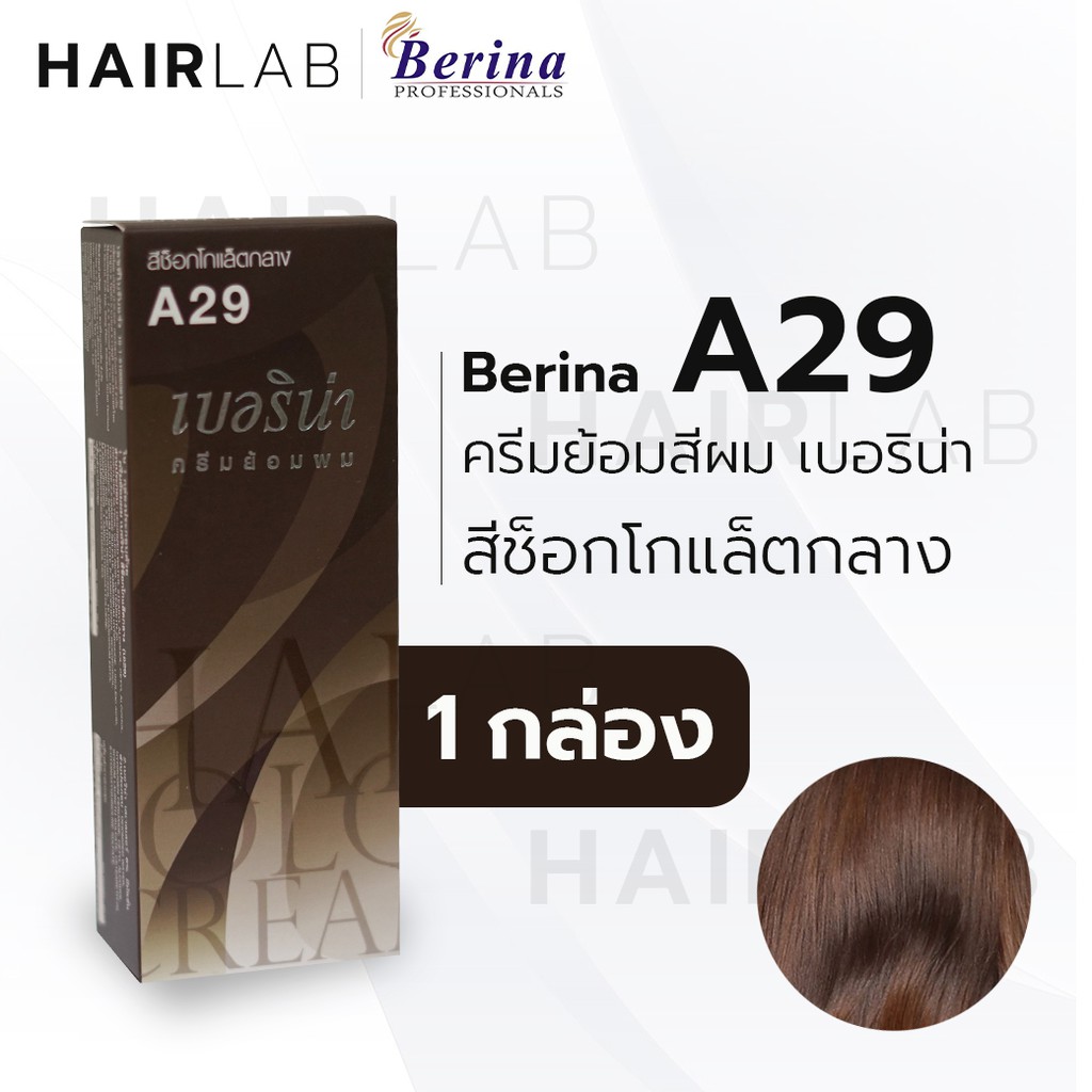 พร้อมส่ง - Berina เบอริน่า A29 สีย้อมผม สีช็อกโกแลตกลาง ยาย้อมผม ปิดผมหงอก ปิดผมขาว ครีมเปลี่ยนสีผม 