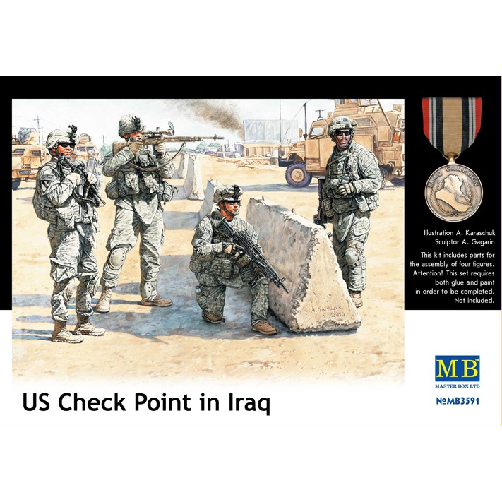 ฟิกเกอร์โมเดล Master Box Model 1/35 MB3591 US Check Point in Iraq