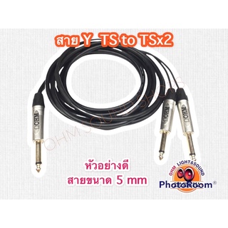 สาย Y TS  to TSx2 1/4 ราคาประหยัด 5mm สายไมค์ สาย แจ็ค กีต้าร์ สายแยก