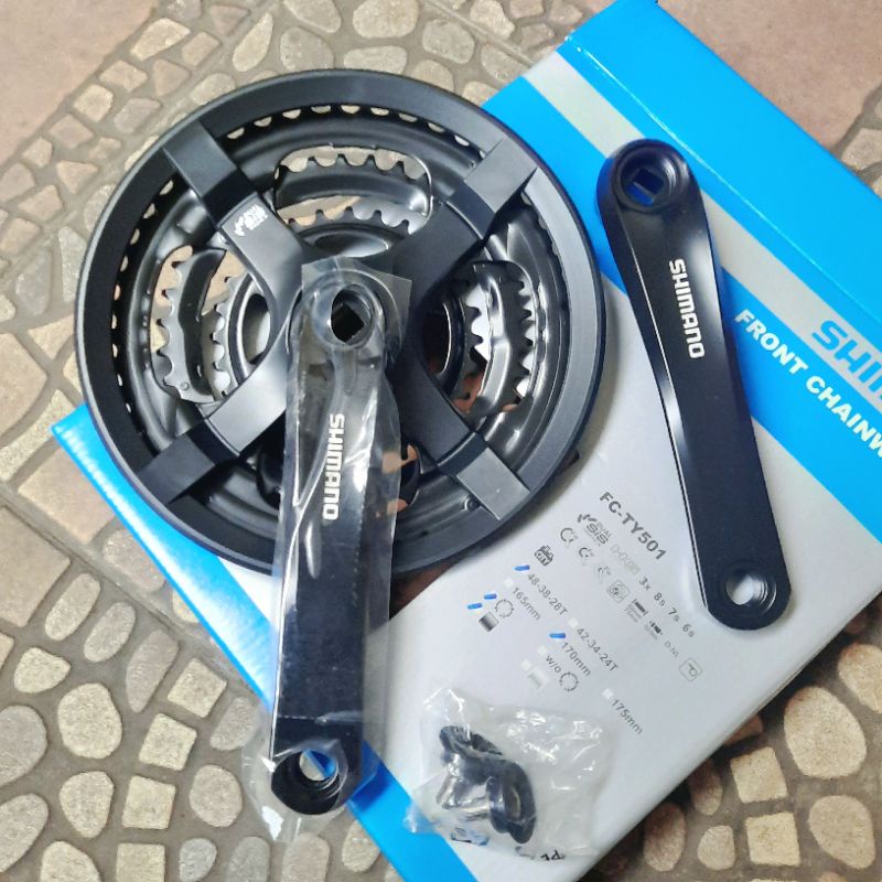 CRANK - GIR SHIMANO TY501 48X38X28T สีดําอัลลอยด์ 170mm