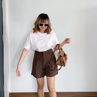 upeachme(C5-5.5) MOLLY SHORTS (S-3XL) กางเกงขาสั้นเอวสูงปรี้ดหุ่นไหนก็ใส่สวย! ขาสั้นตะขอสีพื้น กางเกงเอวต่ำ