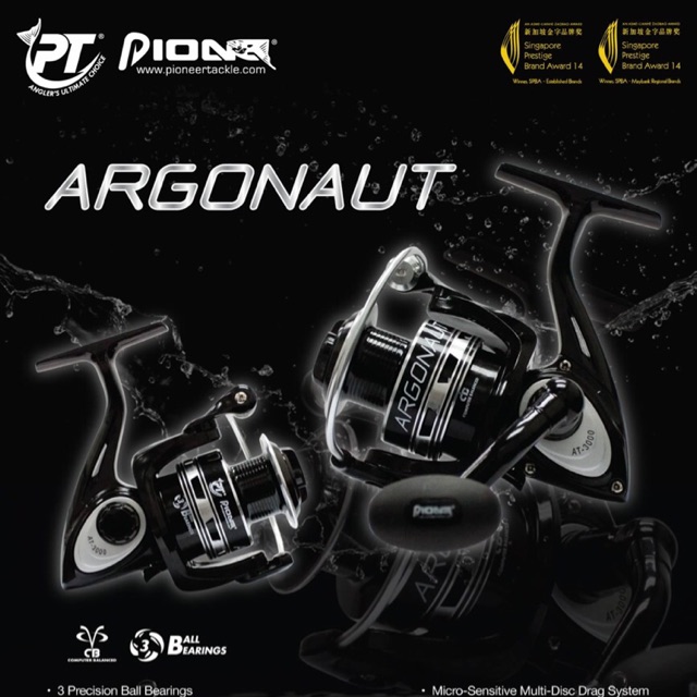 รอกสปินนิ่ง PIONEER ARGONAUT AT-1000/2000/3000/4000/5000/6000 (BLACK  SILVER) – MonSter Fishing